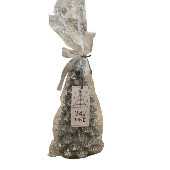 34TH & PINE Silver Glitter LED Christmas Tree Candle  Light Up Holiday Decor NEW - Picture 5 of 10